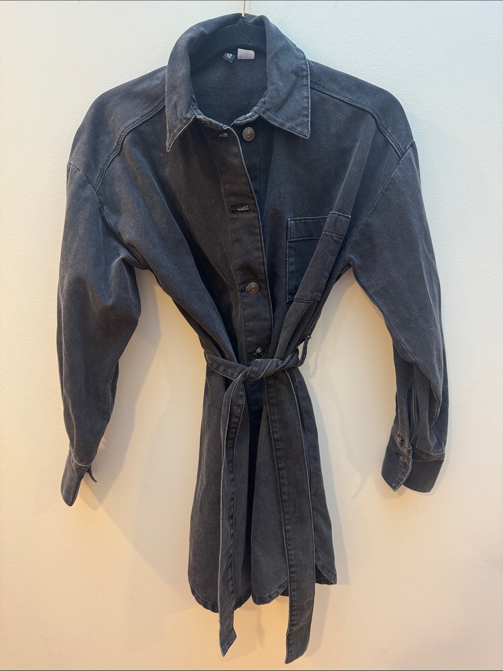 H&M Divided Washed Black Belted Denim Jacket